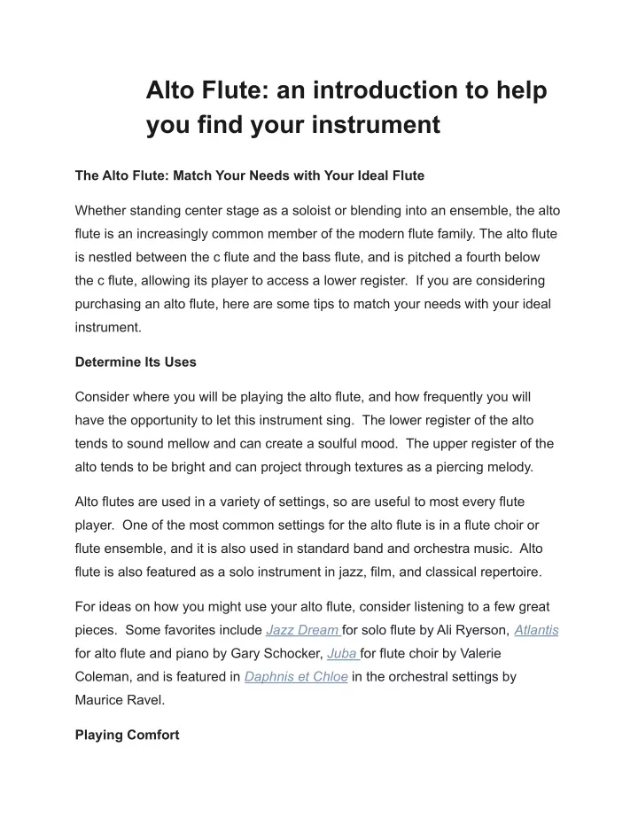 alto flute an introduction to help you find your