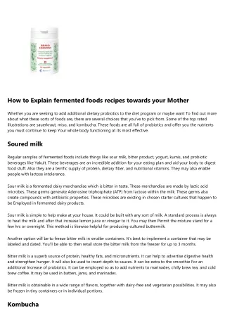 how to explain fermented foods recipes towards
