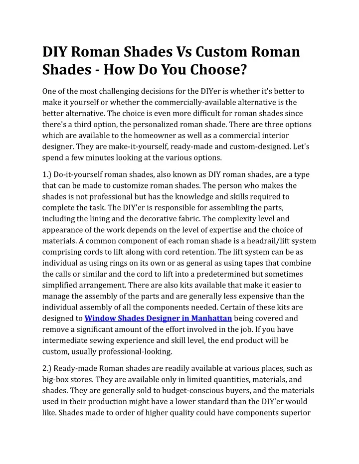 diy roman shades vs custom roman shades