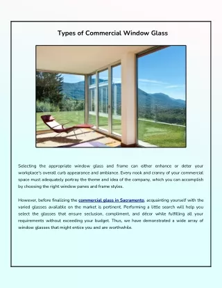 types of commercial window glass