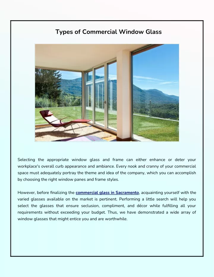 types of commercial window glass