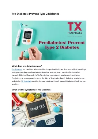 What are The Warning Signs of Pre- Diabetes? |TX Hospitals