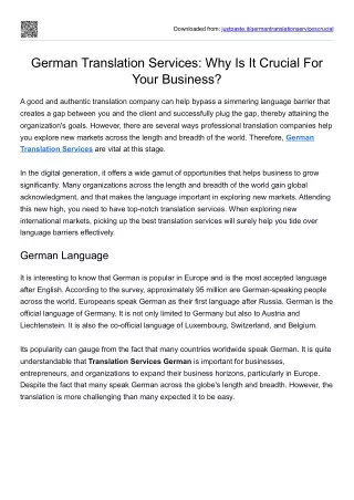 German Translation Services: Why Is It Crucial For Your Business?