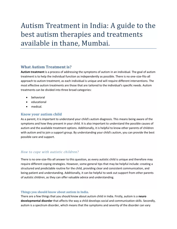 autism treatment in india a guide to the best