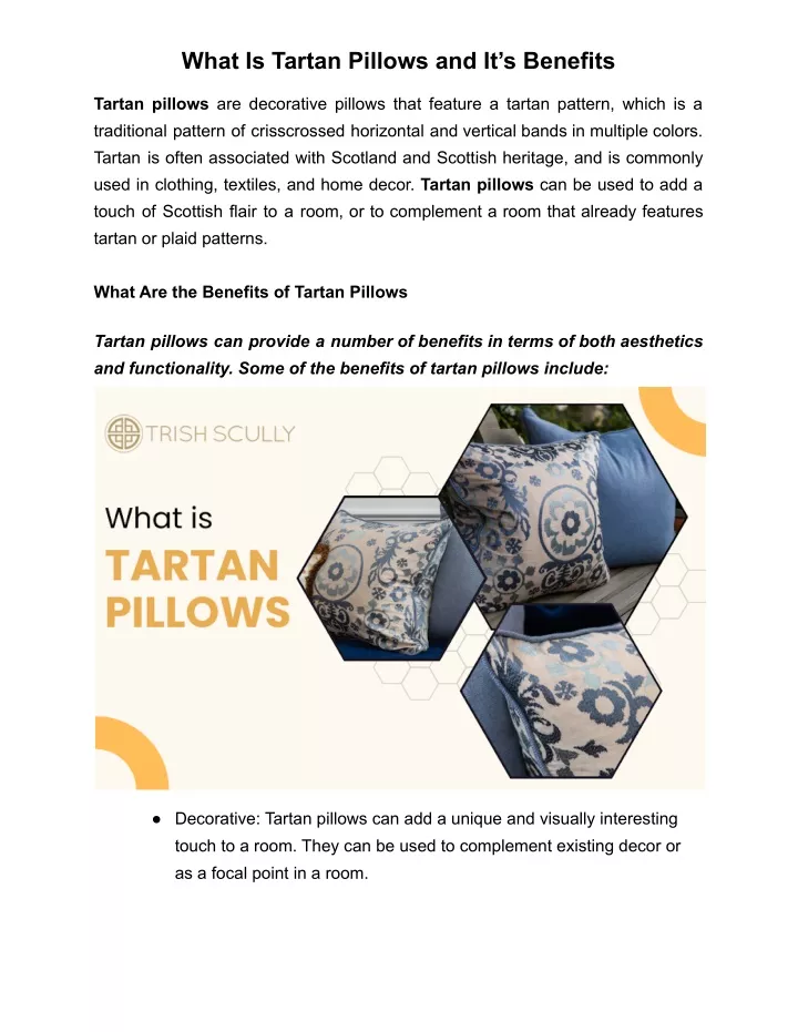 what is tartan pillows and it s benefits