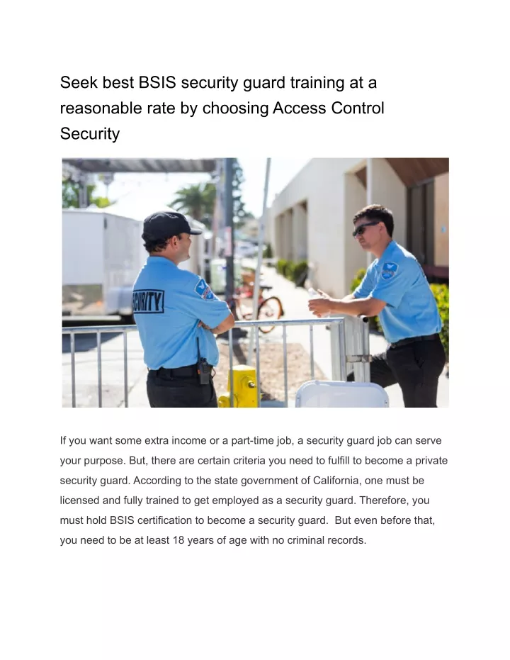 seek best bsis security guard training