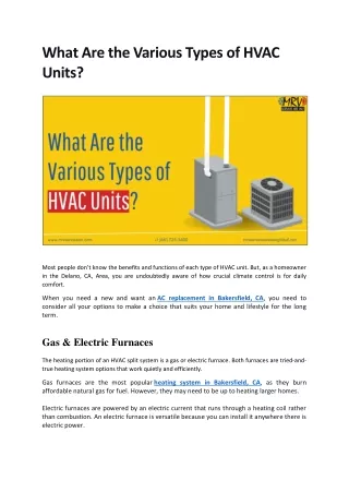 What Are the Various Types of HVAC Units?