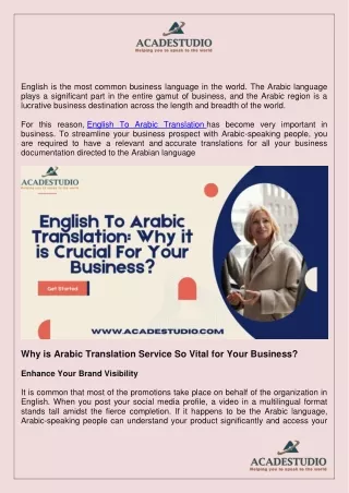 English To Arabic Translation By Acadestudio