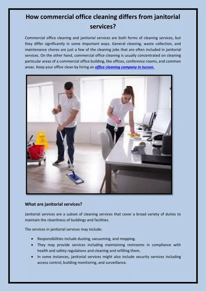 how commercial office cleaning differs from