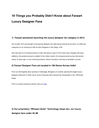 10 Things you Probably Didn’t Know about Fanzart Luxury Designer Fans