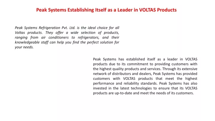 peak systems establishing itself as a leader