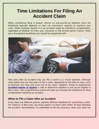 Time Limitations For Filing An Accident Claim
