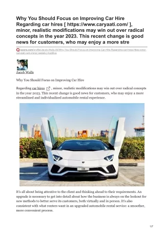 why you should focus on improving car hire