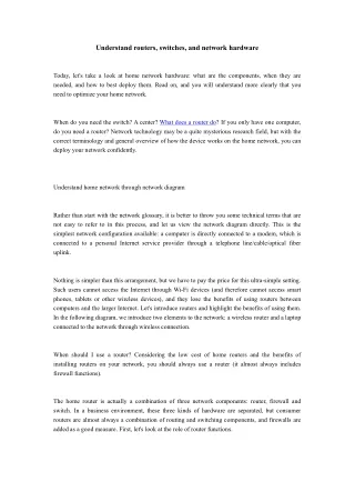 Understand routers, switches, and network hardware