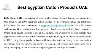 Best Egyptian Cotton Products UAE