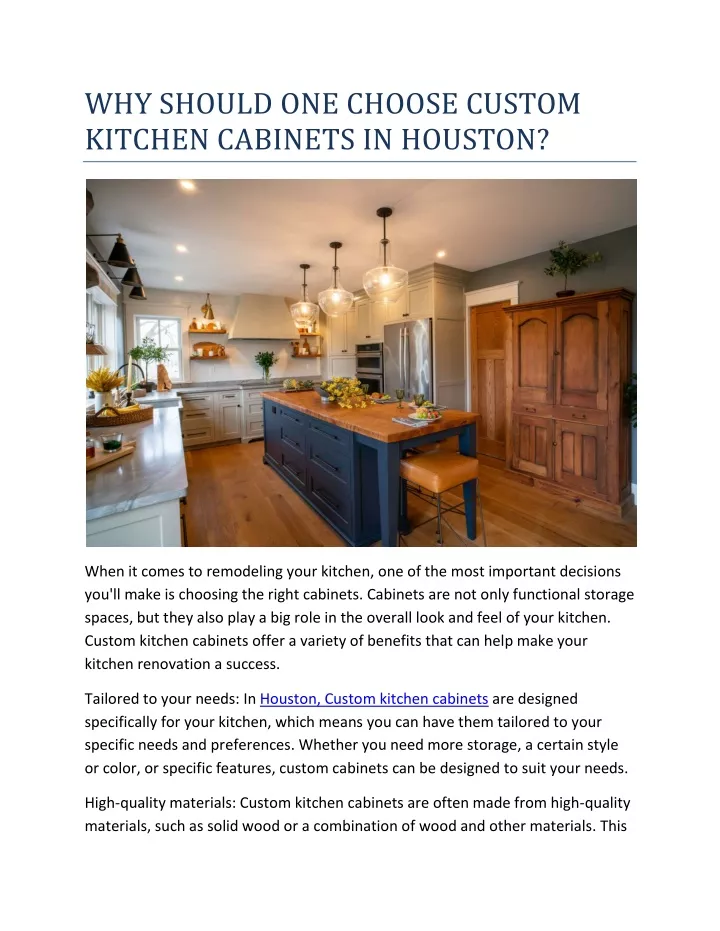 why should one choose custom kitchen cabinets