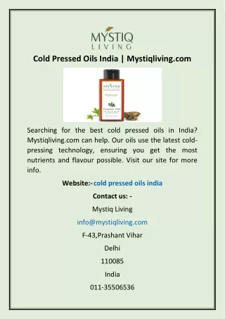 cold pressed oils india mystiqliving com