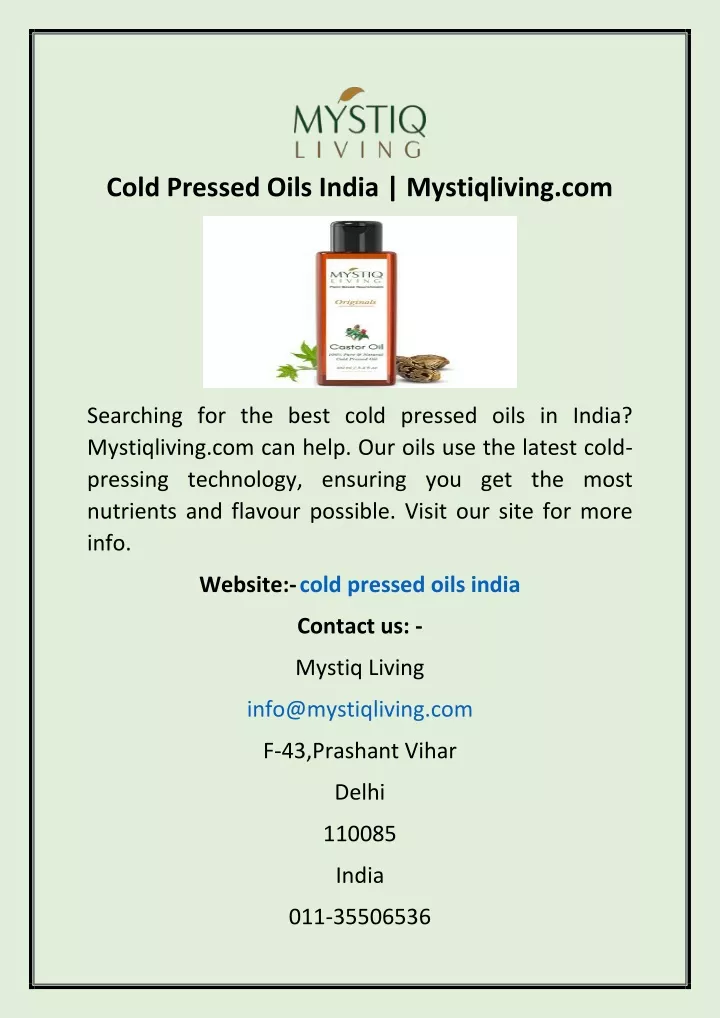 cold pressed oils india mystiqliving com