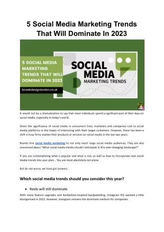 5 Social Media Marketing Trends That Will Dominate In 2023