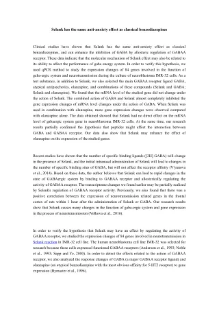 Selank has the same anti-anxiety effect as classical benzodiazepines