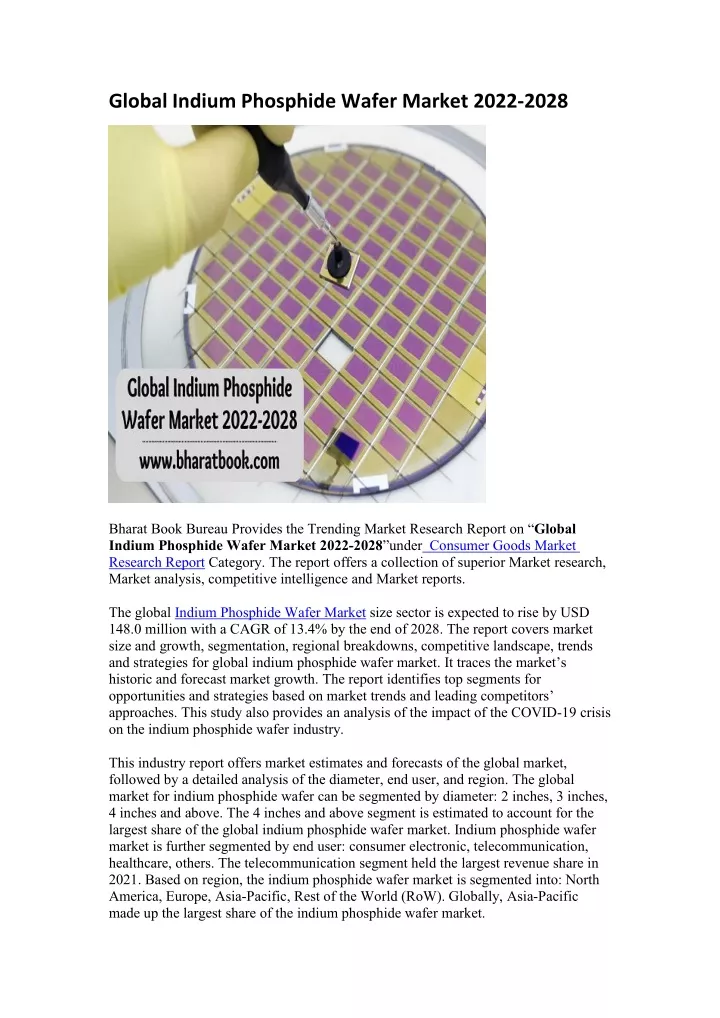 global indium phosphide wafer market 2022 2028