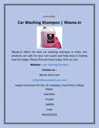 car washing shampoo wavex in