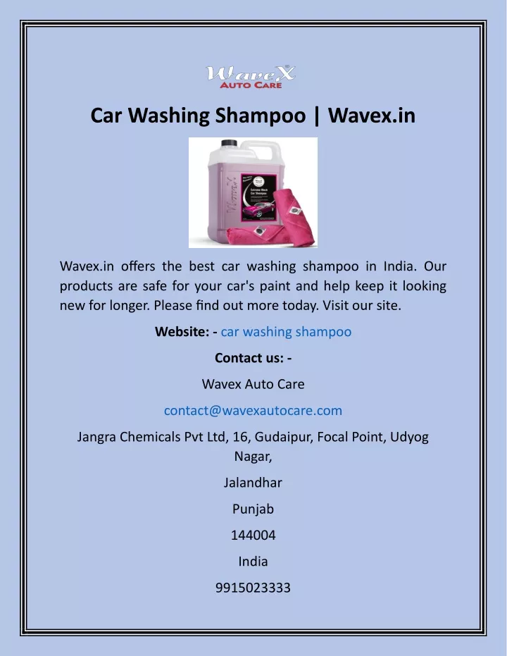 car washing shampoo wavex in