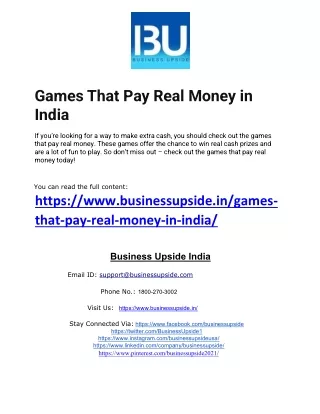 Games That Pay Real Money in India