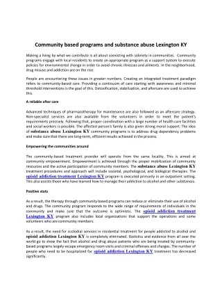 community based programs and substance abuse