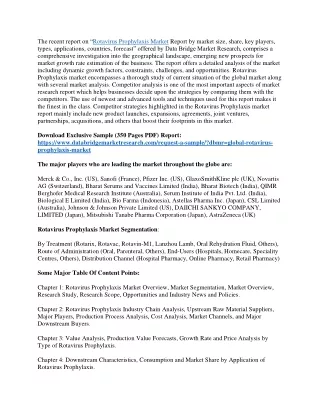 the recent report on rotavirus prophylaxis market