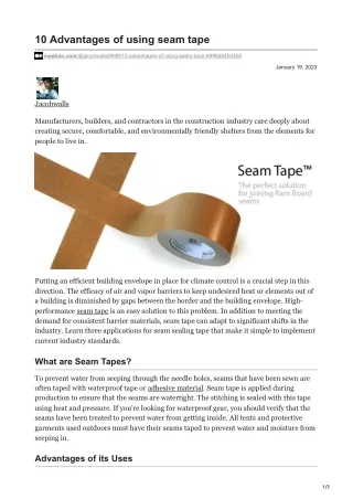 10 advantages of using seam tape