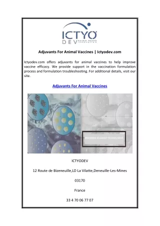 adjuvants for animal vaccines ictyodev com
