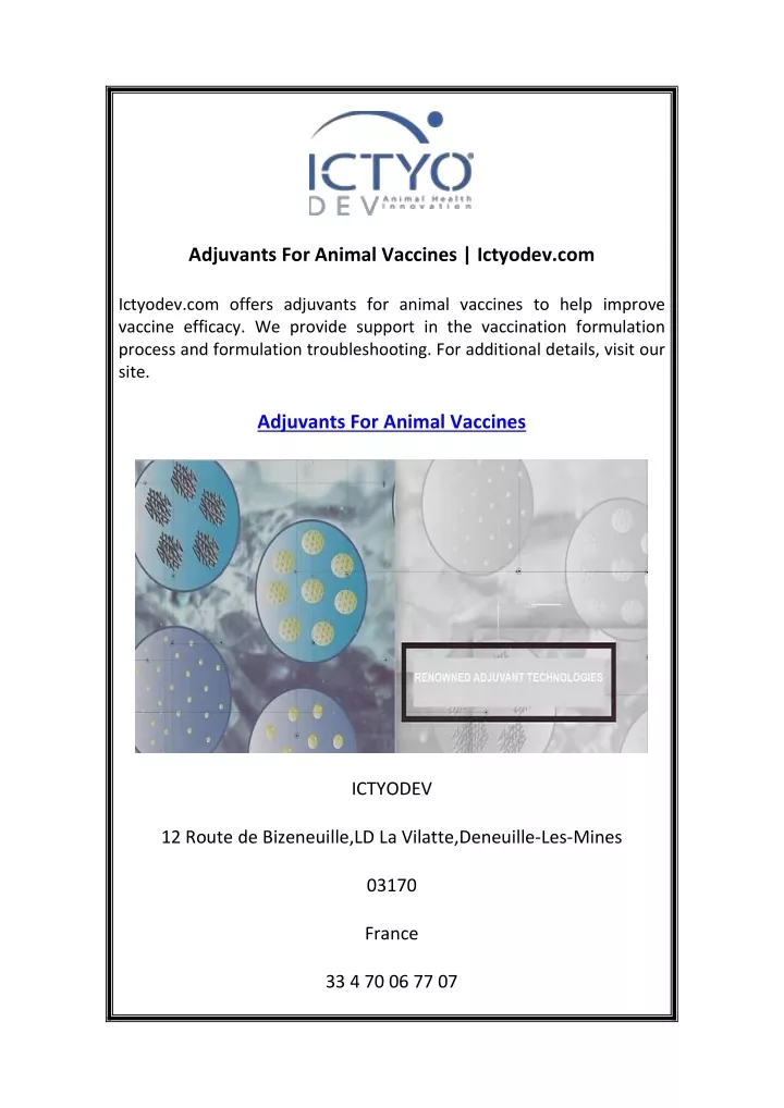 adjuvants for animal vaccines ictyodev com