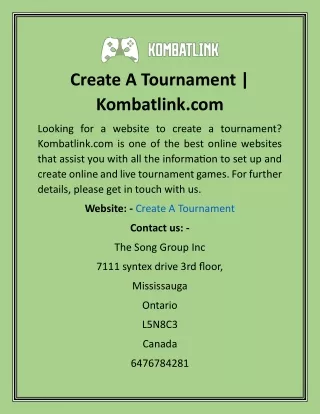 create a tournament kombatlink com