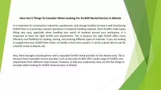 Here Are 5 Things To Consider When Looking For Forklift Rental Service In Atlanta