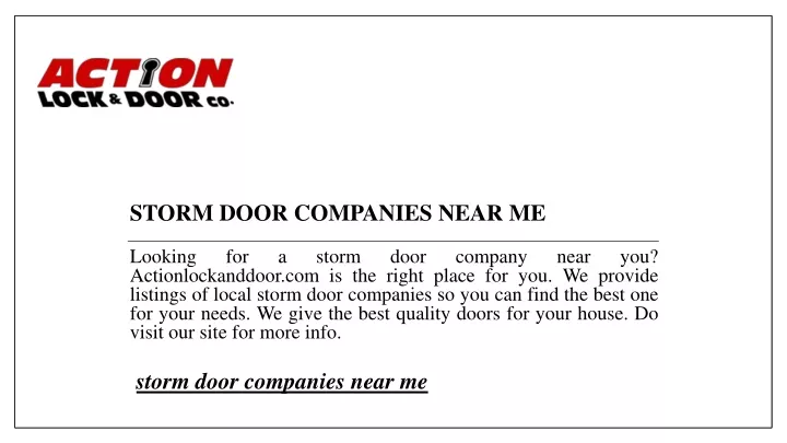 storm door companies near me