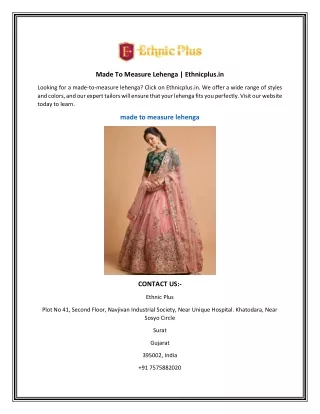 made to measure lehenga ethnicplus in