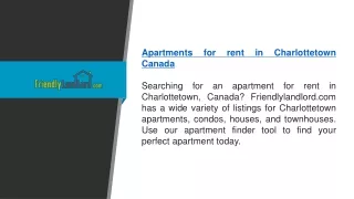 Apartments for Rent in Charlottetown Canada Friendlylandlord.com