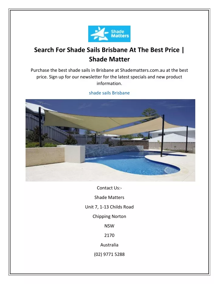 search for shade sails brisbane at the best price