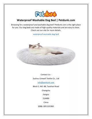Waterproof Washable Dog Bed  Petdunk.com