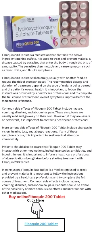 fiboquin 200 tablet is a medication that contains