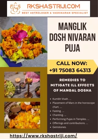 Manglik Dosh Nivaran Puja | Call Now |  91 75083 64313