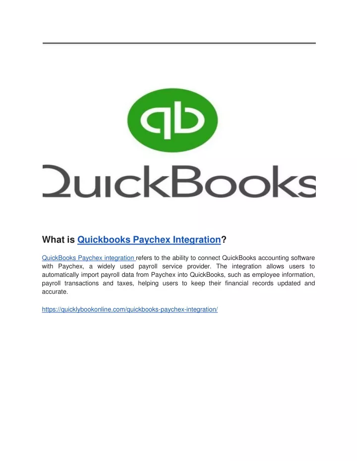 what is quickbooks paychex integration quickbooks