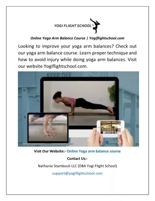Online Yoga Arm Balance Course