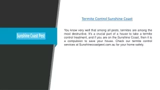Termite Control Sunshine Coast | Sunshinecoastpest.com.au