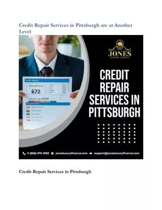 Credit Repair Services in Pittsburgh are at Another Level