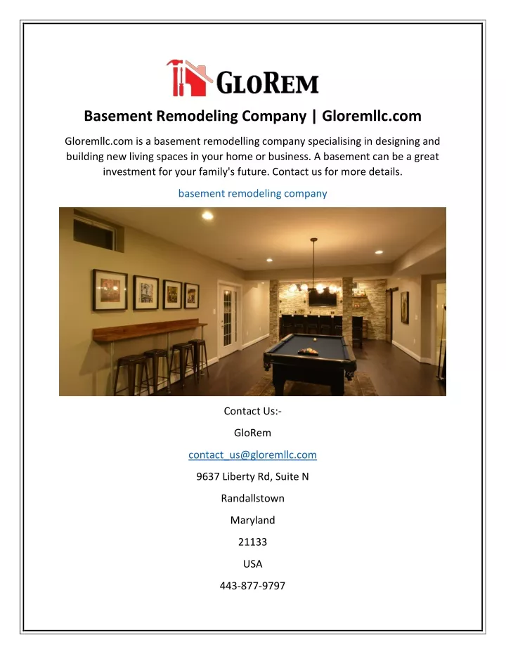 basement remodeling company gloremllc com