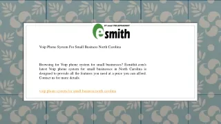 Voip Phone System For Small Business North Carolina   Esmithit.com