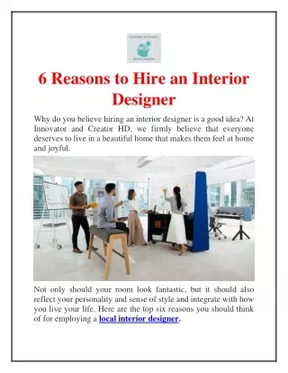 6 Reasons to Hire an Interior Designer
