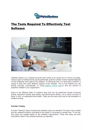 The Tests Required To Effectively Test Software